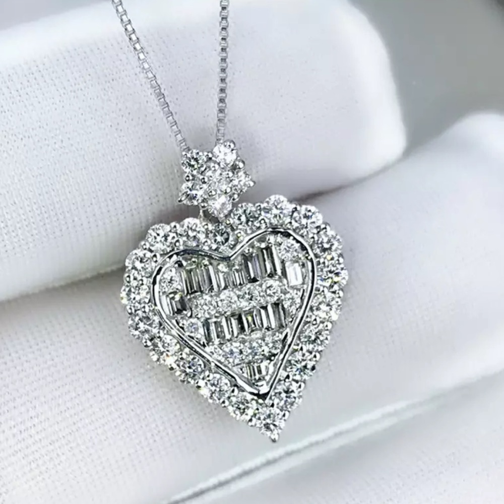 NEW 925 STERLING SILVER DIAMOND PENDANT NECKLACE - Picture 5 of 8